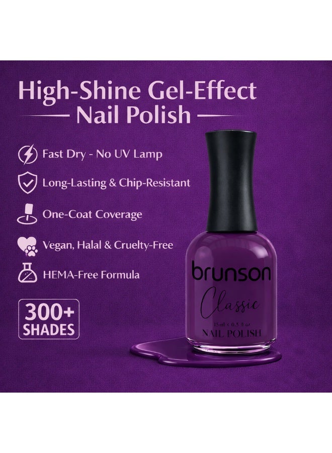 Brunson Classic Nail Polish 18ml Fast Dry Nail Lacquer Nail Harderner Normal Polish Glossy Gel Effect Quick Air Dry Long-Lasting Natural Nail Enamel Salon Quality Manicure Pedicure Regular Polish - Image 3